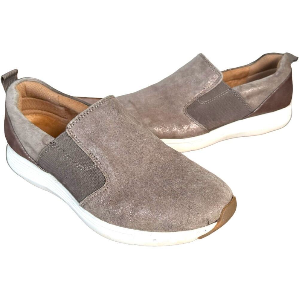 đComfortiva Align Womens Nicole Slip On Shoes Gray Foil Leather Stretch 9.5 W